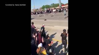 RAW Semi truck drives through crowded I35W during George Floyd protest [upl. by Aeynod223]