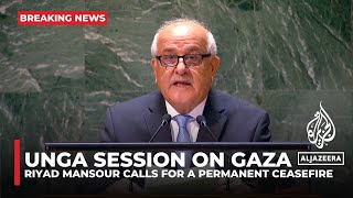 Palestinian Ambassador calls for a permanent ceasefire at UNGA [upl. by Jeffy]