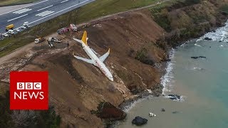 Plane skids off runway at Trabzon Airport in Turkey  BBC News [upl. by Kentiggerma]