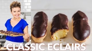 How To Make Classic Eclairs Recipe  Chocolate Ganache [upl. by Llewol]