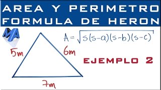 Área del triángulo  tres lados  Fórmula de Herón [upl. by Orpha]