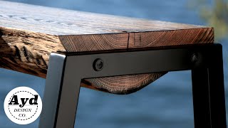 Rustic Modern Log Bench  Welded Steel Legs  DIY Woodworking Build [upl. by Byron848]