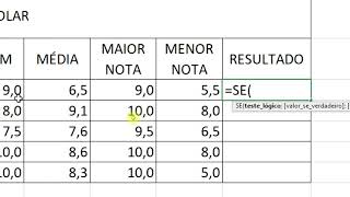 Função SE  Excel Boletim Escolar [upl. by Kory]