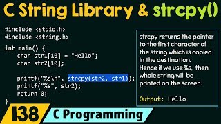 C String Library and String Copy Function  strcpy [upl. by Cynth]