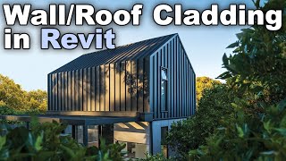 Wall  Roof Cladding same material in Revit Tutorial [upl. by Kerwinn162]