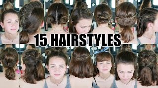 15 Heatless Hairstyles for SHORT hair BACK TO SCHOOL [upl. by Hansel]