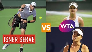 Isner Serve vs WTA Players [upl. by Aisor]