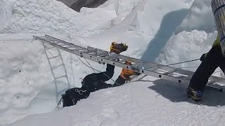 Everest Crevasse Fall amp Emergency Rescue [upl. by Limhaj]