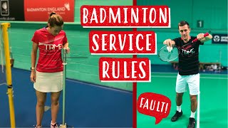 Badminton Service Rules  A quick and simple explanation of the 4 service rules in badminton [upl. by Yvor]