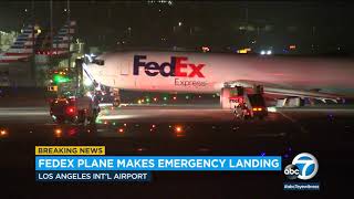 Video FedEx plane makes emergency landing at LAX  ABC7 [upl. by Enerahs428]