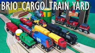 BRIO Wooden Trains Cargo Railway Yard  BRIO Train Video [upl. by Ahsener]