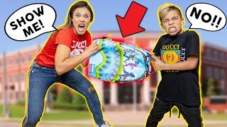 My MOM REACTS To Whats In My SCHOOL BACKPACK  The Royalty Family [upl. by Oruhtra]