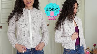 Chaqueta Alex 🥰 crochet con canesú redondo – Unisex y cualquier talla [upl. by Thurstan]