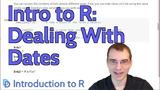 Introduction to R Dealing With Dates [upl. by Eissahc]