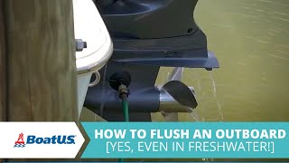 How to Flush an Outboard Engine  BoatUS [upl. by Cohbath24]