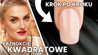 Paznokcie kwadratowe – jak zrobić idealnie Przedłużanie paznokci żelem na formie  Indigo Nails [upl. by Nosreh]