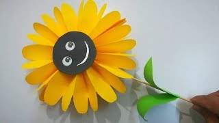 Flor de papel de girasol para niños  Origami  How to Make Sunflower Paper [upl. by Kienan]