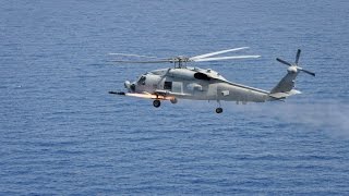 MH60R Seahawk ‘Romeo’ Hellfire missile firing [upl. by Hulton]