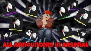 ALL ANNOUNCERS IN ARSENAL  ROBLOX [upl. by Cormick]