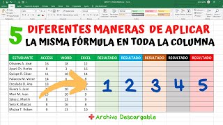 Como APLICAR la misma FÓRMULA en toda la COLUMNA en 5 Diferentes maneras en Excel  Fácil y Rápido [upl. by Ketty]