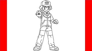 How To Draw Ash Ketchum From Pokemon  Step By Step Drawing [upl. by Zeke]