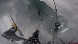 Helmet Cam Captures Skier Falling Into Glacial Crevasse [upl. by Waller647]