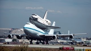 NASA Boeing 747123 N905NA with Space Shuttle Endeavor at LAX [upl. by Niamart488]