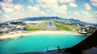 Cockpit Landing at StMaarten SXM Netherlands Antilles Pilots View [upl. by Taft408]