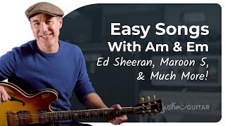 3 Easy Songs on Guitar using Em and Am  Guitar for Beginners [upl. by Barncard]