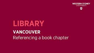 Vancouver  Referencing a BOOK CHAPTER [upl. by Relda358]