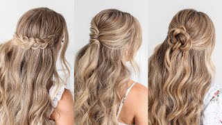 3 FALL HALF UPDOS 🍂 EASY HAIRSTYLES  Missy Sue [upl. by Ahsenek440]