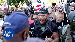 Black Lives Matter protesters clash with armed Trump supporters in Louisville and Rochester [upl. by Kalb]