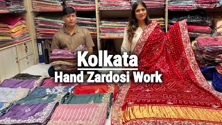 Hand Zardosi Work Saree Manufacturer in Kolkata  Tulsi Boutique Barabazar [upl. by Ennis839]