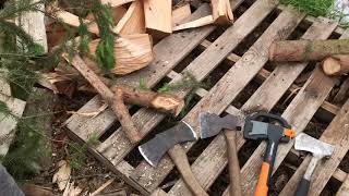 Best hatchet to split kindling fiskars x7 vs traditional [upl. by Akeenat117]