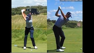 Justin Thomas golf swing  Long Iron faceon amp downtheline July 2017 [upl. by Tram123]