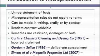 Misrepresentation Lecture 1 of 4 [upl. by Clein]