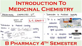 Introduction to medicinal chemistry  L1 Unit1  Medicinal Chemistry 1  b pharmacy 4th sem [upl. by Bega]