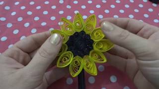 Como hacer un gran girasol de papel  Filigrana Paper quilling sunflower [upl. by Yentrok912]