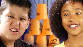 Kids Try The Cup Stacking Challenge [upl. by Chaker864]