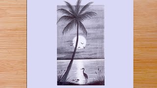 Beautiful Scenery Drawing  step by step  Pencil Sketch for beginners [upl. by Enrico]