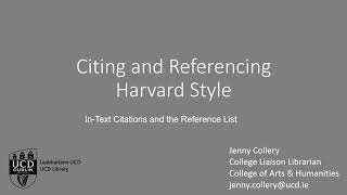 Citing and referencing using the Harvard Style [upl. by Bartle]