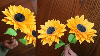 Easy Way To Make Beautiful Paper Sunflower  Paper Craft  Paper Flower  DIY Home Decor [upl. by Asik688]