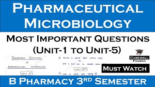 important question of pharmaceutical microbiology  B Pharma 3rd semester  Carewell Pharma [upl. by Alleirbag]