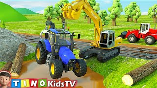 Tractor and Construction Trucks for Kids  River Driver Construction [upl. by Kletter]