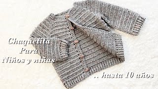 Chaquetita a crochet para niños y niñas paso a paso 1 a 2 años TEJIDOS FÁCIL chambritas o suéter [upl. by O'Donovan]