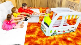 Five Kids The Floor is Lava Song Nursery Rhymes amp Childrens Songs [upl. by Adnuahsal]